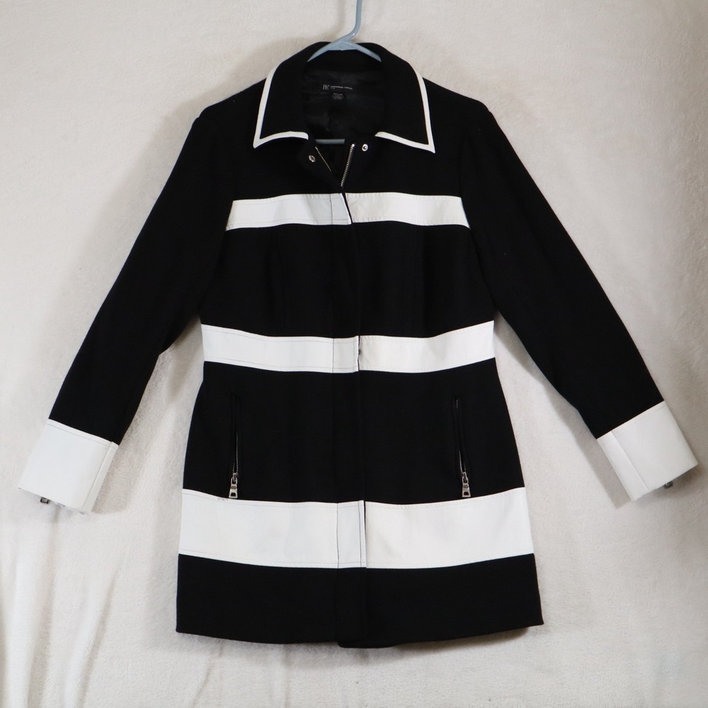 INC International Concepts Women's Petite M Black White Colorblock Jacket